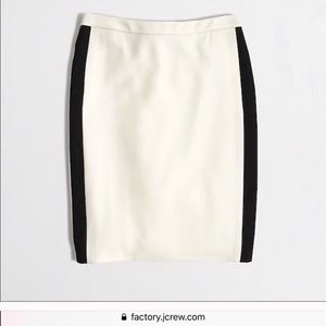 JCrew Factory white wool skirt w black detail Sz 6